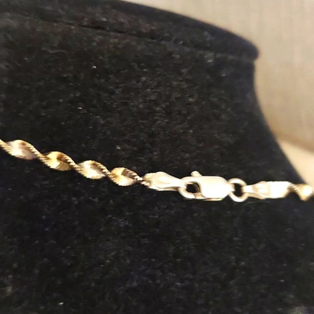 Vintage Danecraft Twisted Herringbone Gold Plate on Sterling Silver Necklace